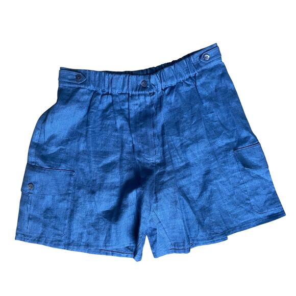 La Perla Blue Linen Elastic Waist Shorts FR 36/ US 4